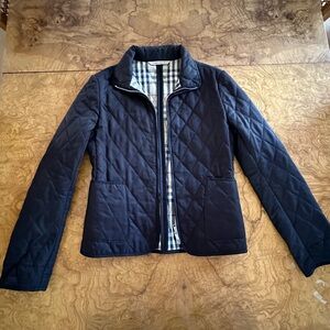 Authentic Burberry London Black Quilted Zip Up Jacket